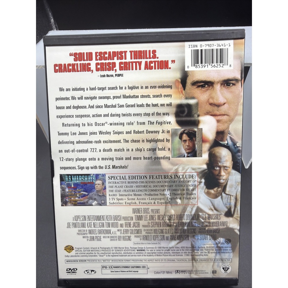 U.S. Marshals (DVD, 1998) Very Good Condition